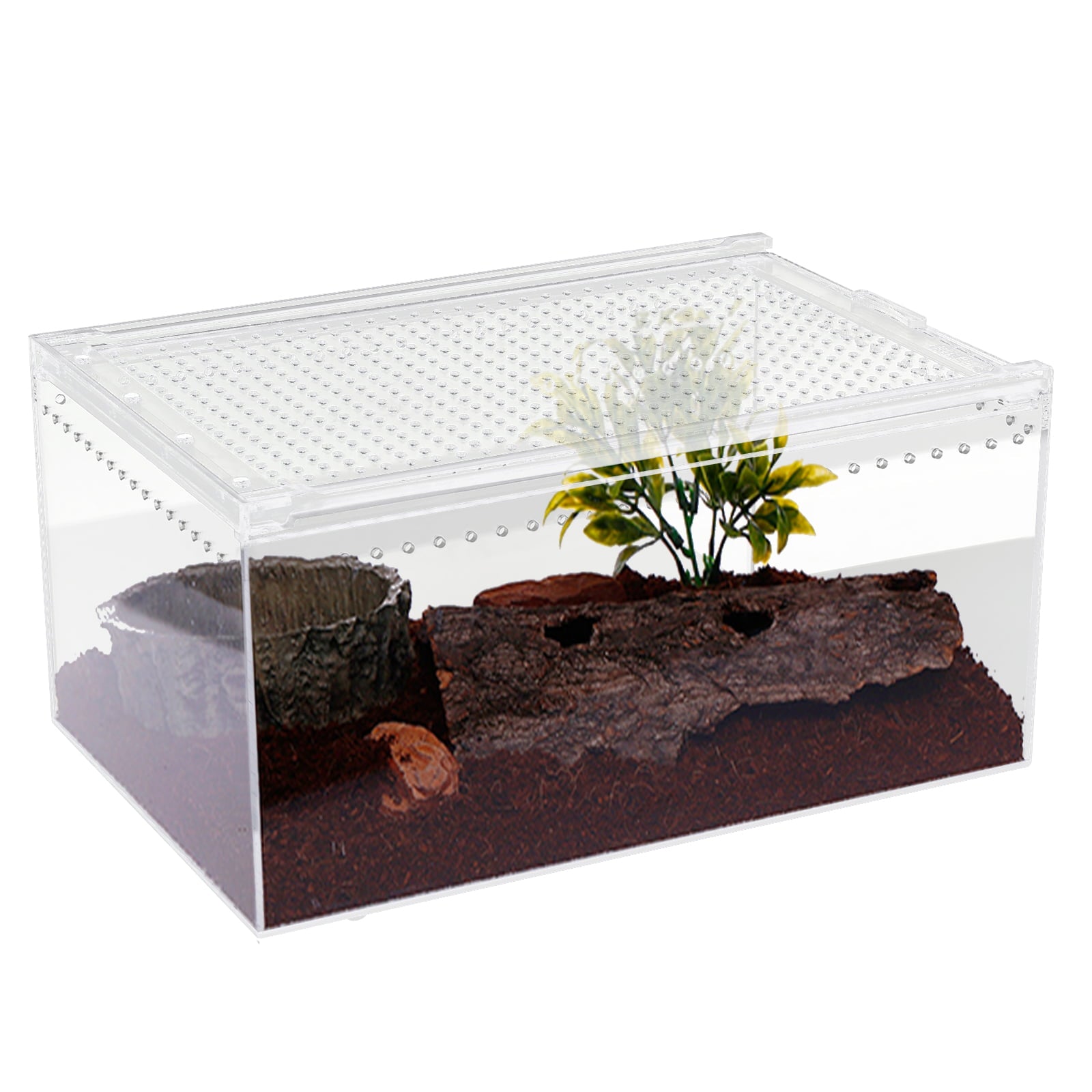 Reptile Feeding Box Snake Breeding Box Transparent Animal Habitat Cage Portable Plastic Turtle Transport Container for Bearded Dragon Lizard Spider Frog Scorpion Gecko