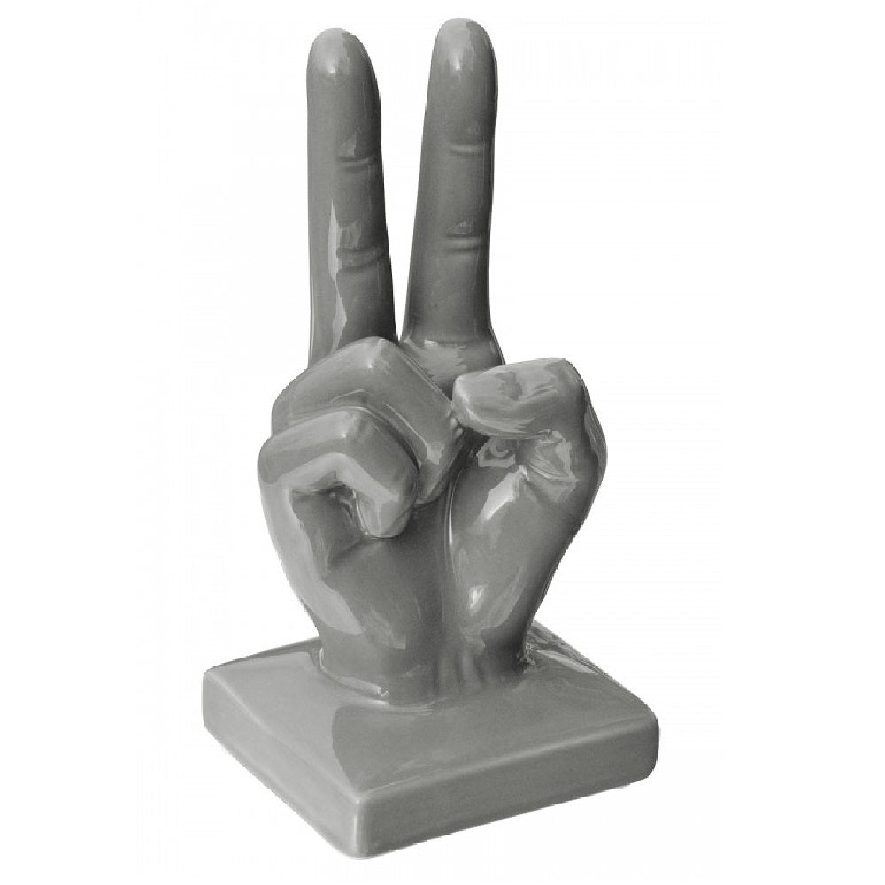 Britalia 880016 Grey Ceramic V for Victory Hand Sign Sculpture 18cm