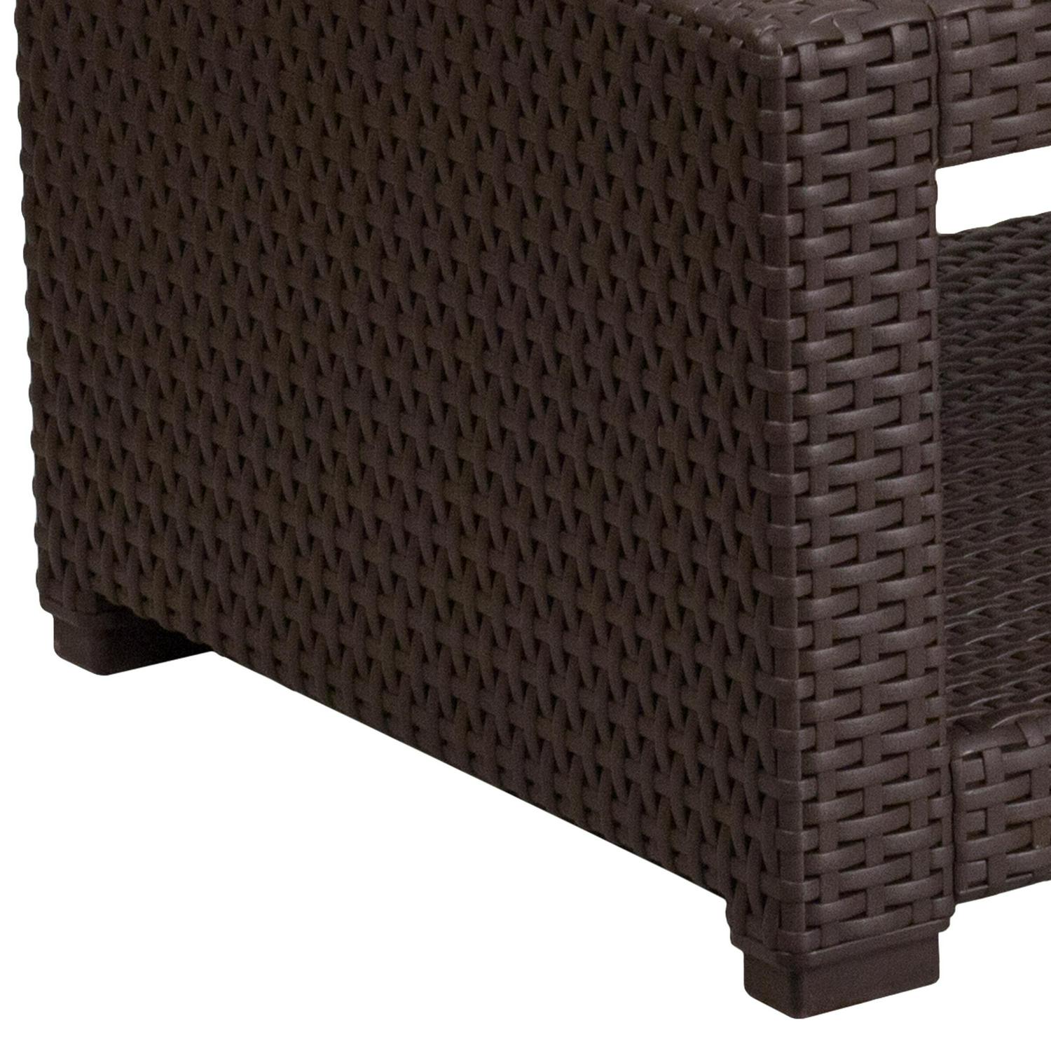 Flash Furniture Chocolate Brown Faux Rattan Coffee Table