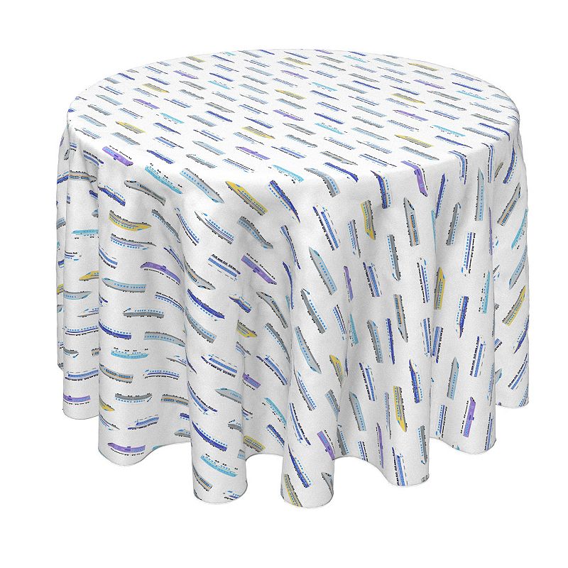 Round Tablecloth， 100% Polyester， 70 Round， High Speed Train Stripe