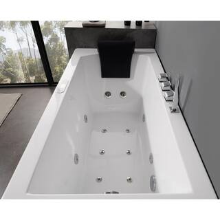 EAGO 60 in. Acrylic Flatbottom Whirlpool Bathtub in White AM154ETL-R5