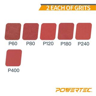 POWERTEC 4 in. x 24 in. 6080120180240400-Grits Aluminum Oxide Sanding Belt Assortment for Portable Belt Sander (12-Pack) 110002