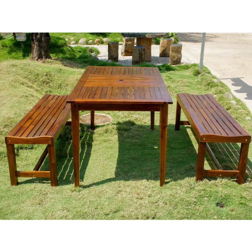 Highland 3 Piece Acacia Patio Dining Set