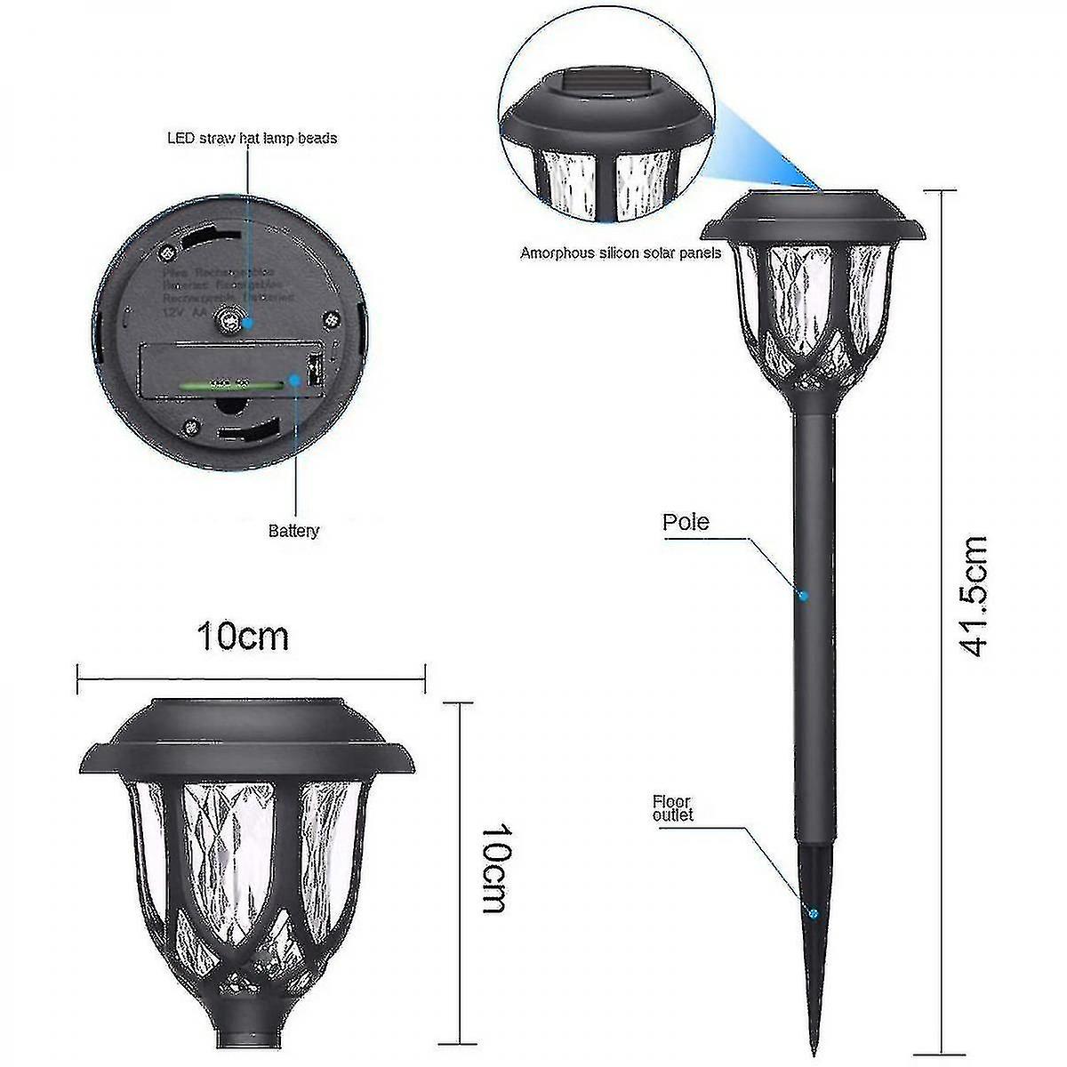 2pcs Solar Pathway Lights - Led Solar Garden Lights， Waterproof Solar Lights Outdoor Decorative， Solar Landscape Lights For Walkway Yard Patio Drivewa