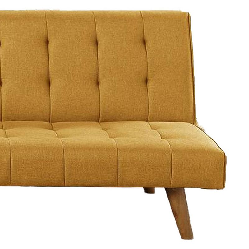 Fabric Adjustable Sofa with Tufted Details and Splayed Legs， Yellow