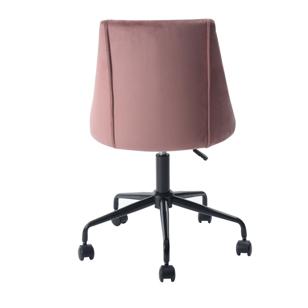 Velvet Upholstered Vanity Chair  Office Chair with Rolling Swivel