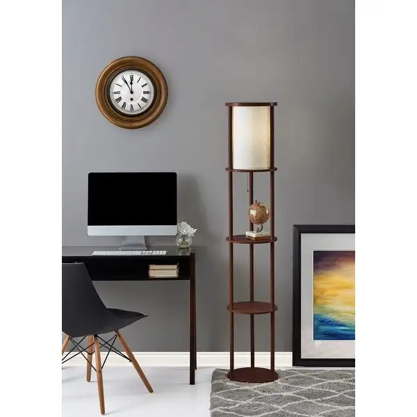 Adesso 62-inch Round Stewart Shelf Floor Lamp