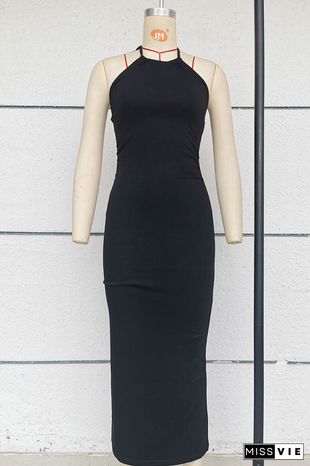 Plain Halter Backless Bodycon Dress Wholesale