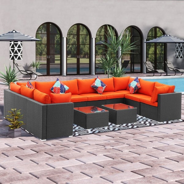 Zenova 12 Pcs Outdoor Patio Rattan Sofa Sectional Set - Overstock - 33151505