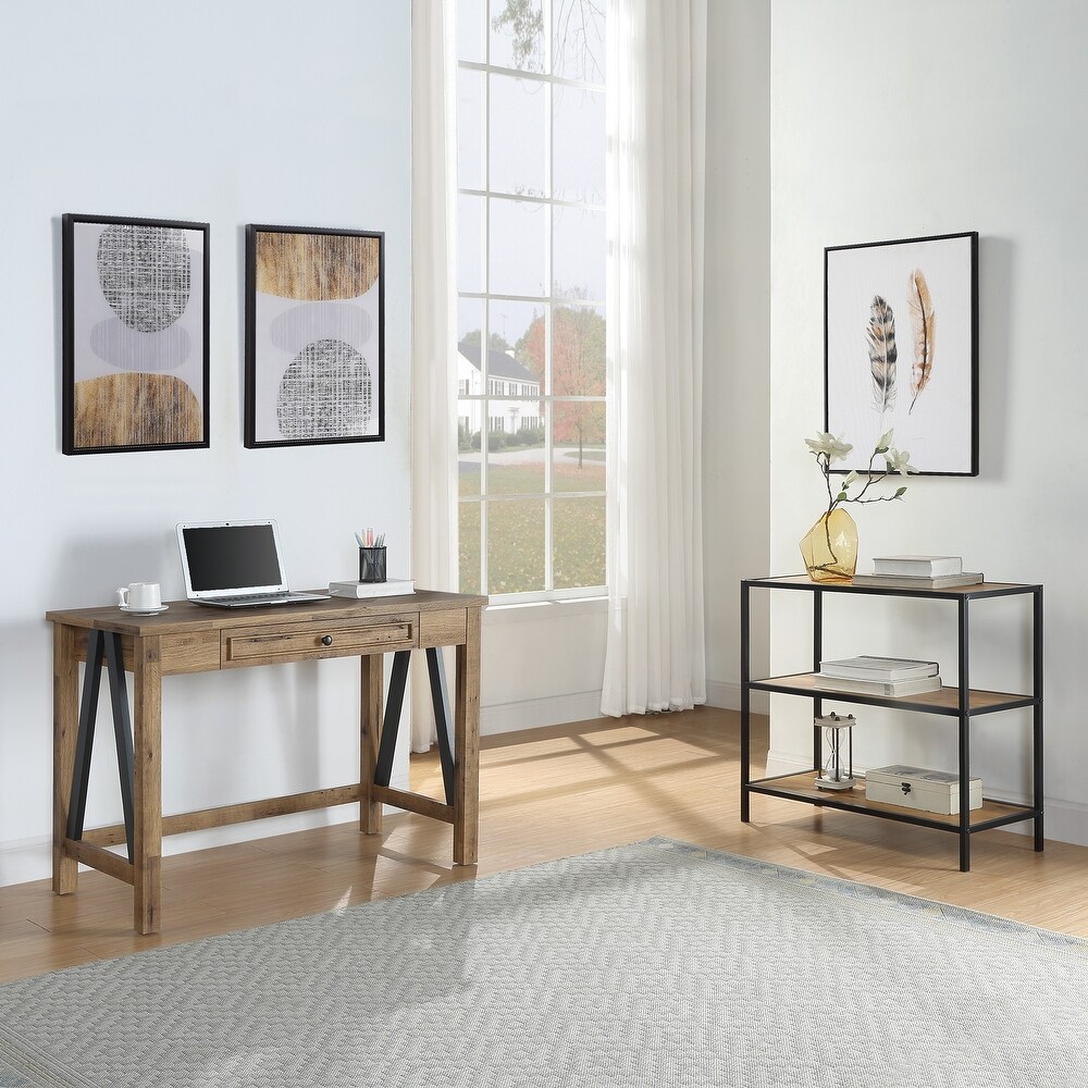 Quinton Writing Desk with Drawer in Salvage Oak