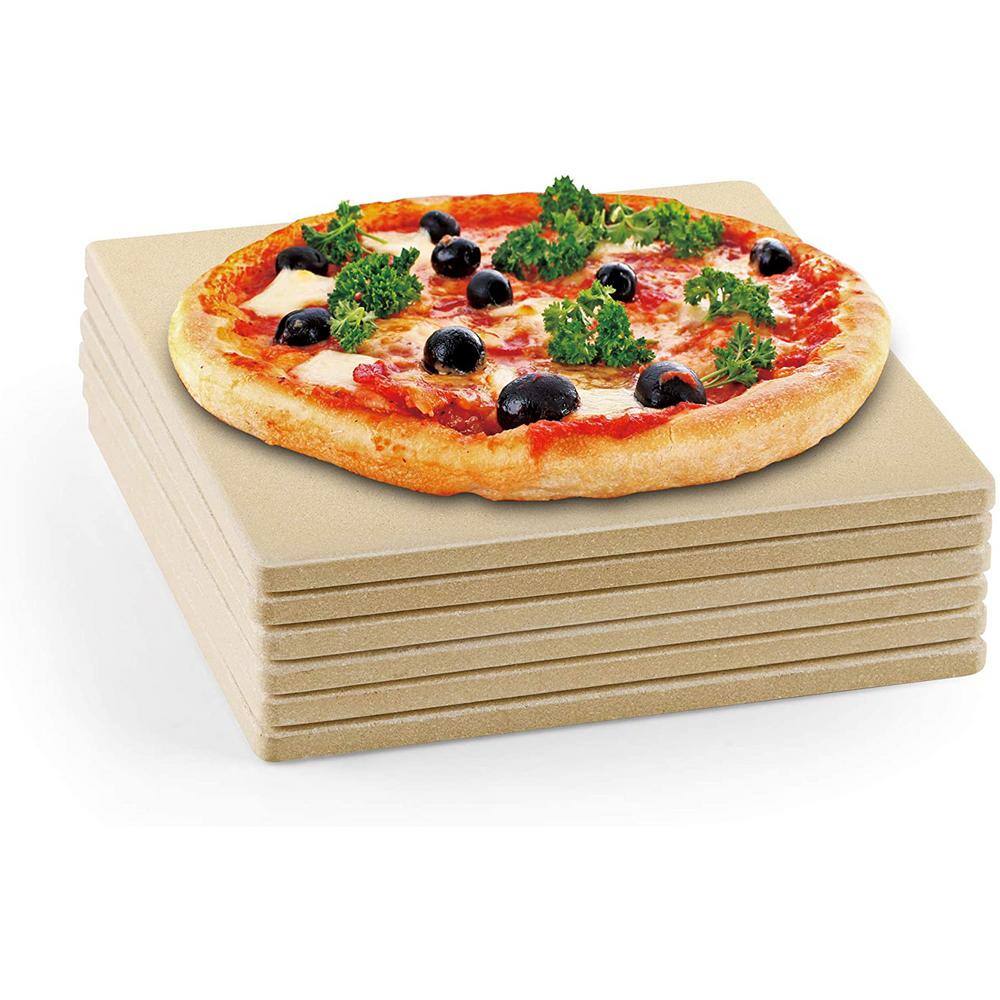 Cook N Home 7.5 in. x 7.5 in. x 0.4 in. Square 6-PiecesSet True Cordierite Pizza Grilling Baking Stone 02676