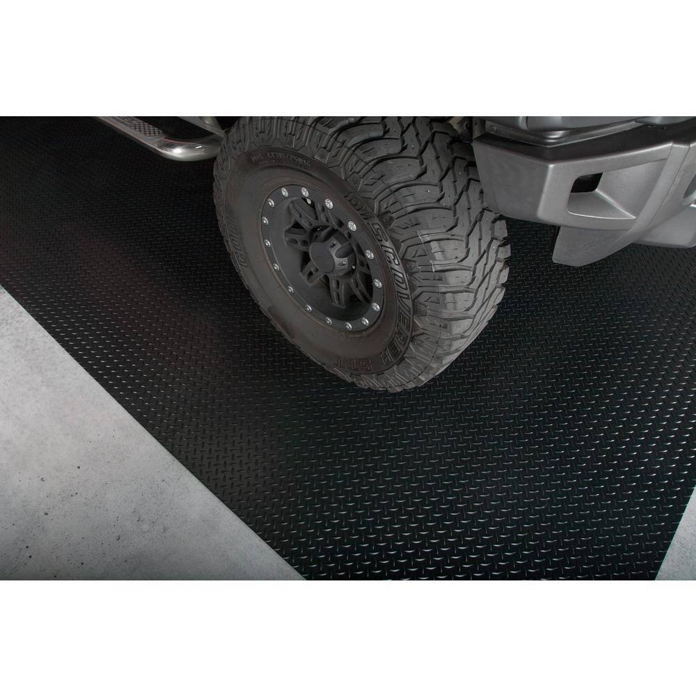 G-Floor Diamond Tread 8.5 ft. x 22 ft. Midnight Black Commercial Grade Vinyl Garage Flooring Cover and Protector GF75DT8622MB