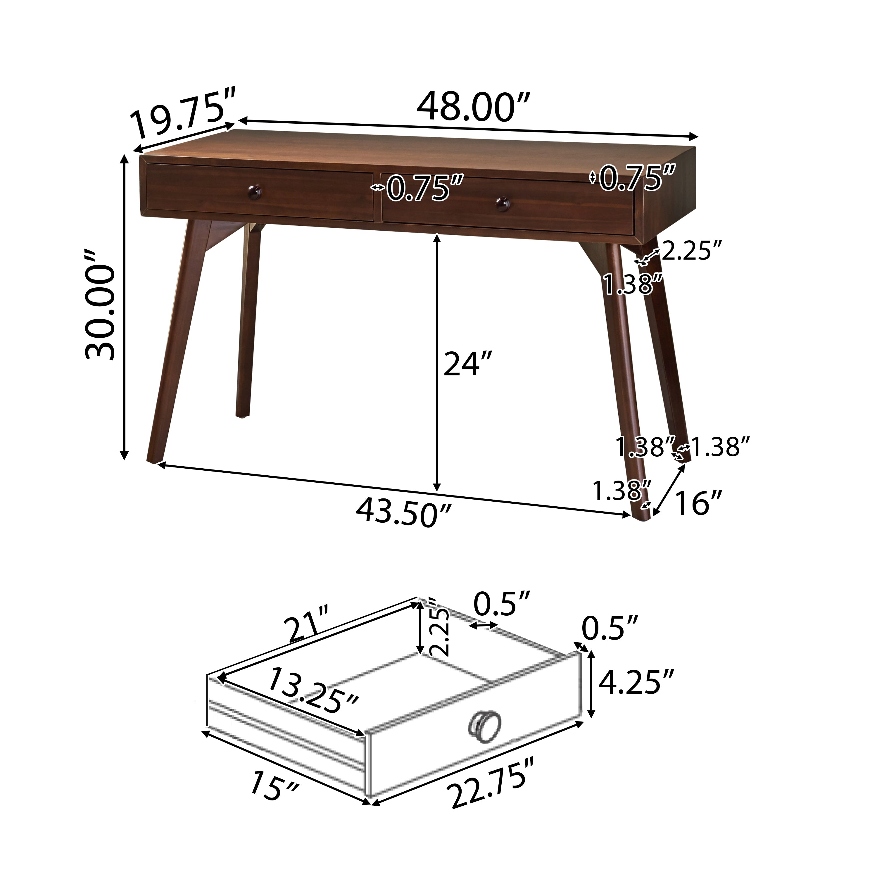 Jushwo Walnut Finished Acacia Wood Console Table