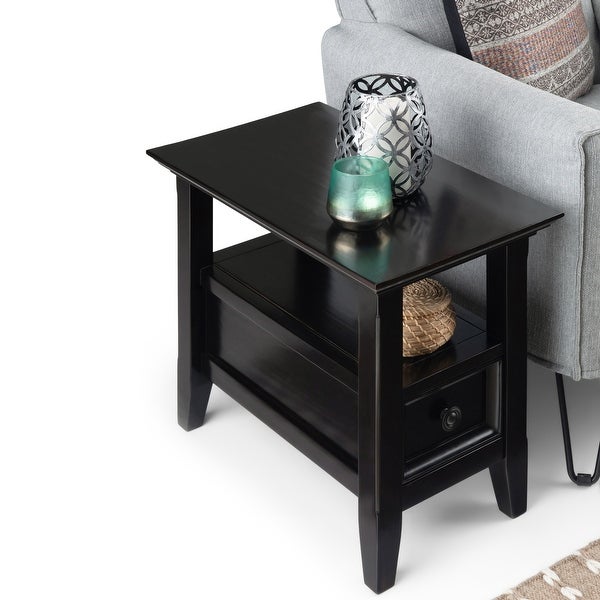 WYNDENHALL Halifax SOLID WOOD 14 inch Wide Rectangle Transitional Narrow Side Table in Hickory Brown - 14 inch Wide