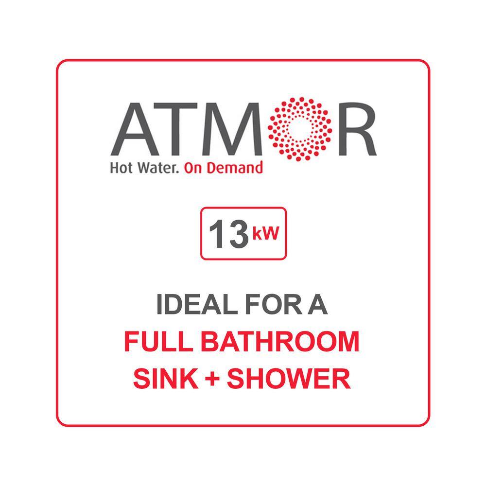 ATMOR 13 kW240V 2.25 GPM Residential Electric Tankless Water Heater with PRD Ideal for a Full Bathroom (2-Pack) AT-13WH-HD2PK