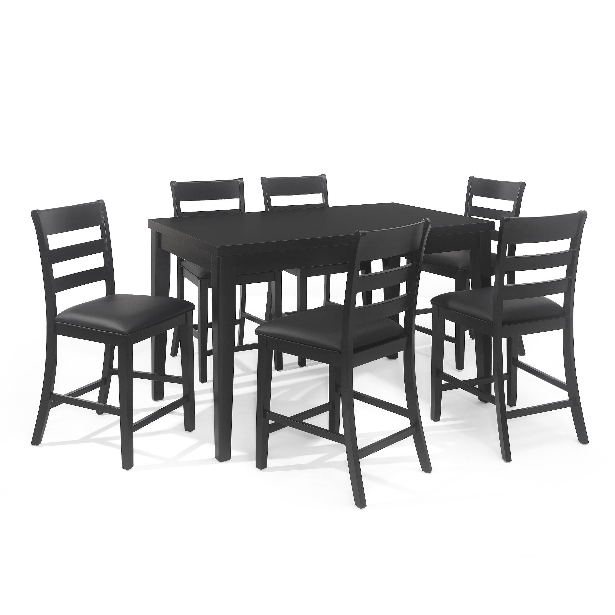 Boughton Farmhouse Wood Counter Height 7 Piece Dining Set