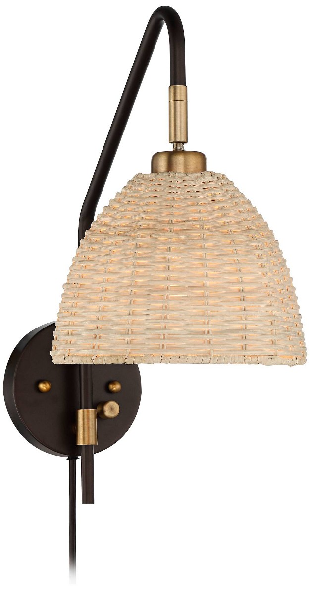 Light Fixture Natural Rattan Dome Shade For Bedroom Living Room