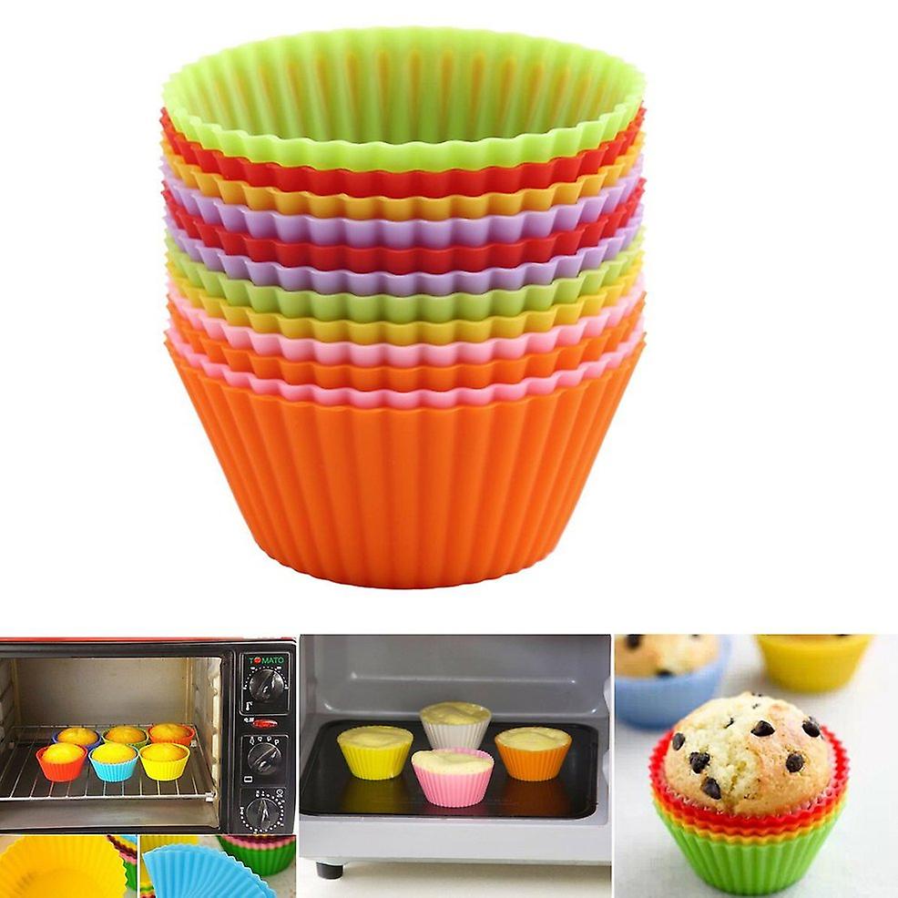 12 Pcs Silicone Cake Muffin Chocolate Cupcake Liner Baking Cup Cookie Mold