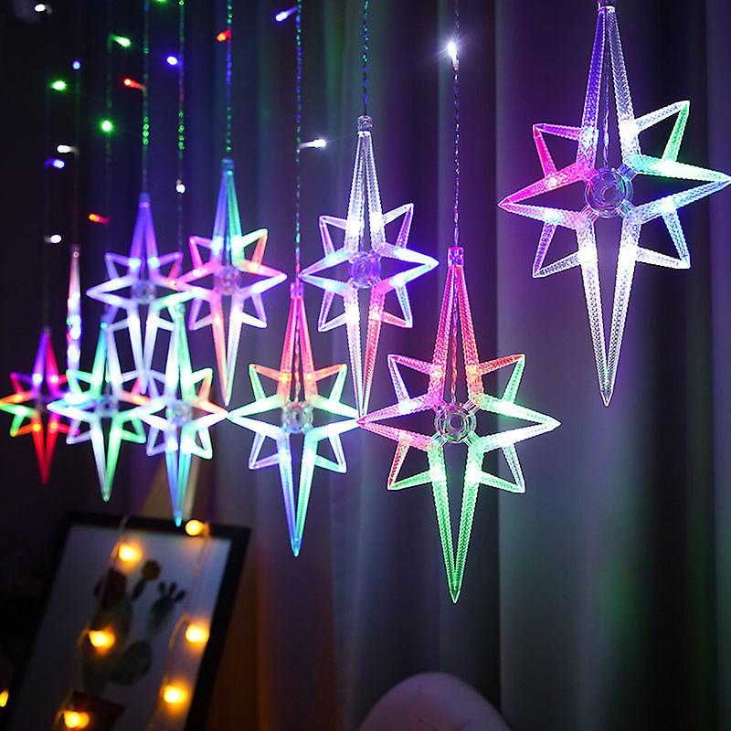 Led North Star Curtain Light 3.2m Festoon Christmas Garland String Fairy Lights Outdoor For Window Wedding Party Christmas Decor