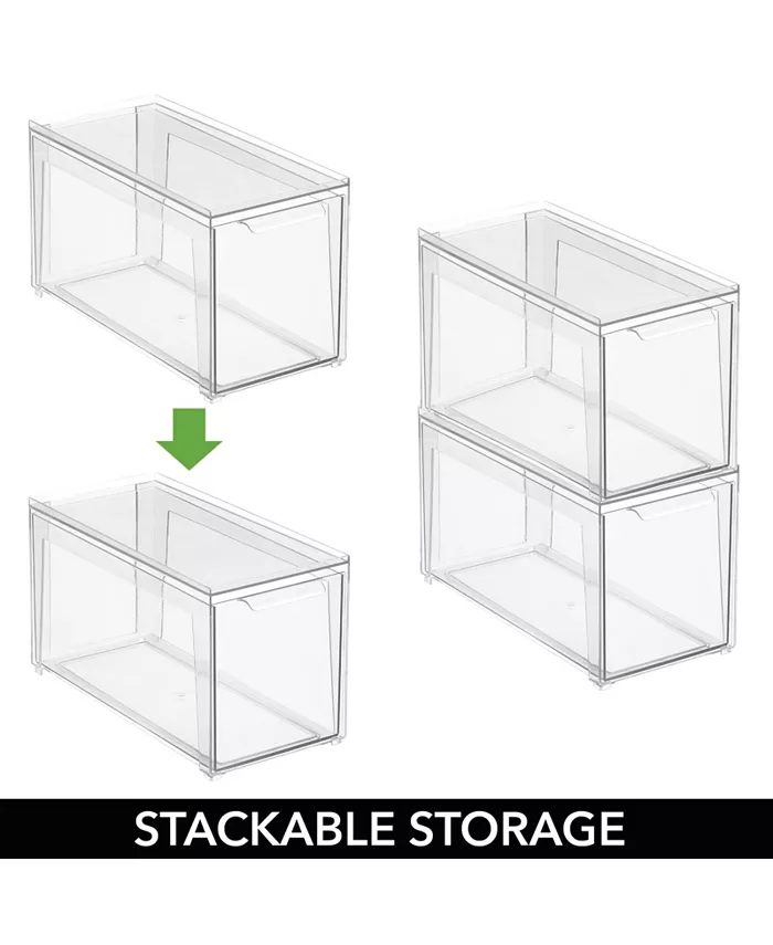 mDesign Plastic Stackable Kitchen Pantry Organizer with Drawer XSmall - 4 Pack