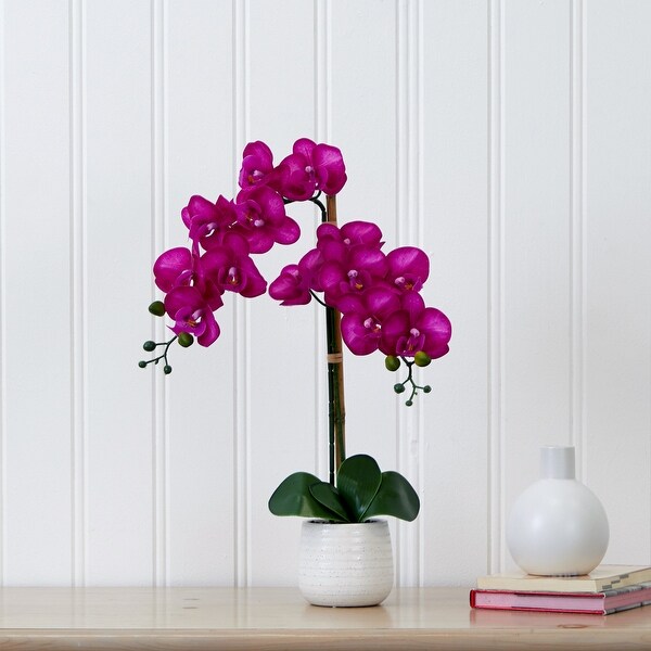 19 Artificial Purple Orchid with Decorative Vase