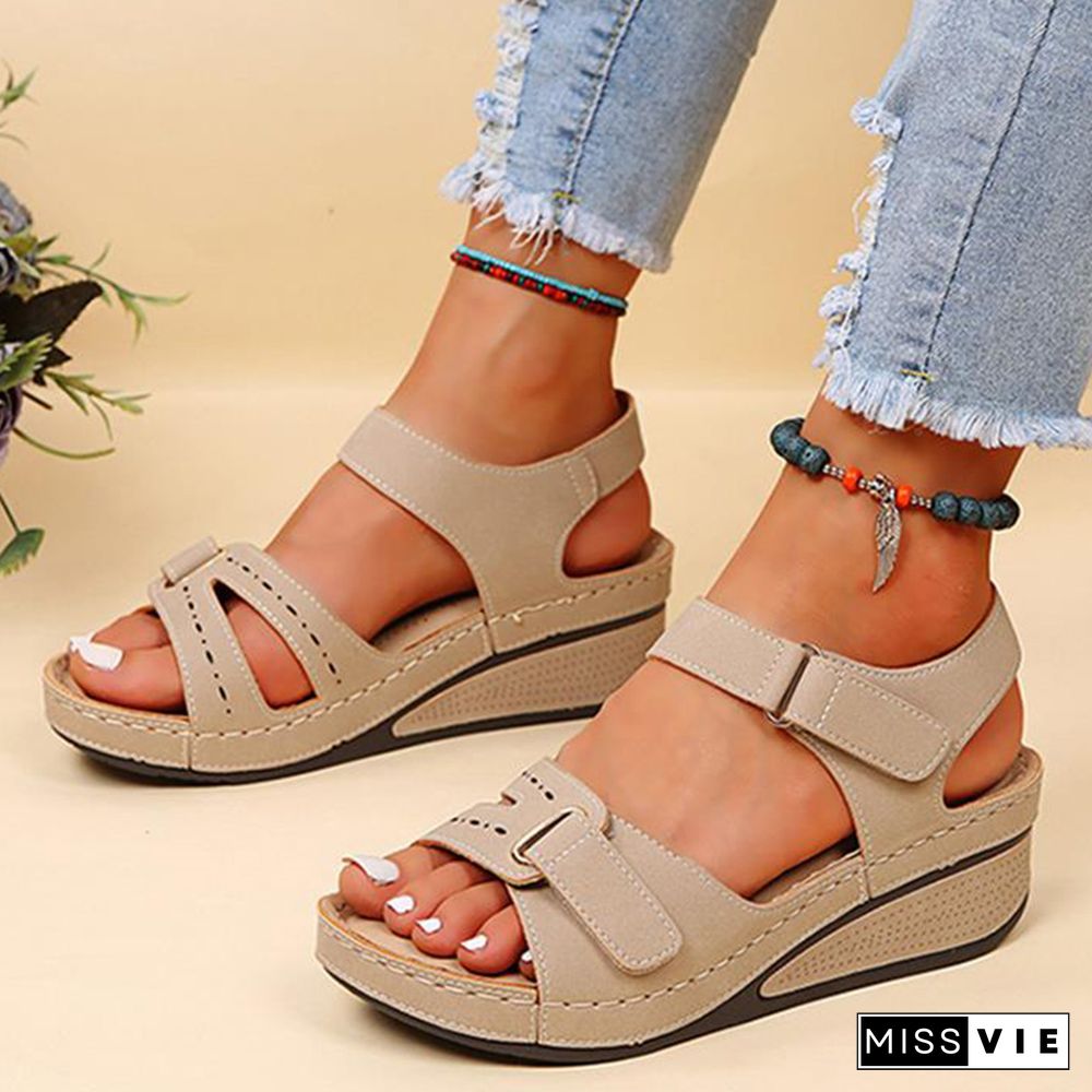 Women Sandals Summer Heels Sandalias Mujer Soft Bottom Wedges Shoes For Women New Platform Sandals Luxury Shoes On Heel