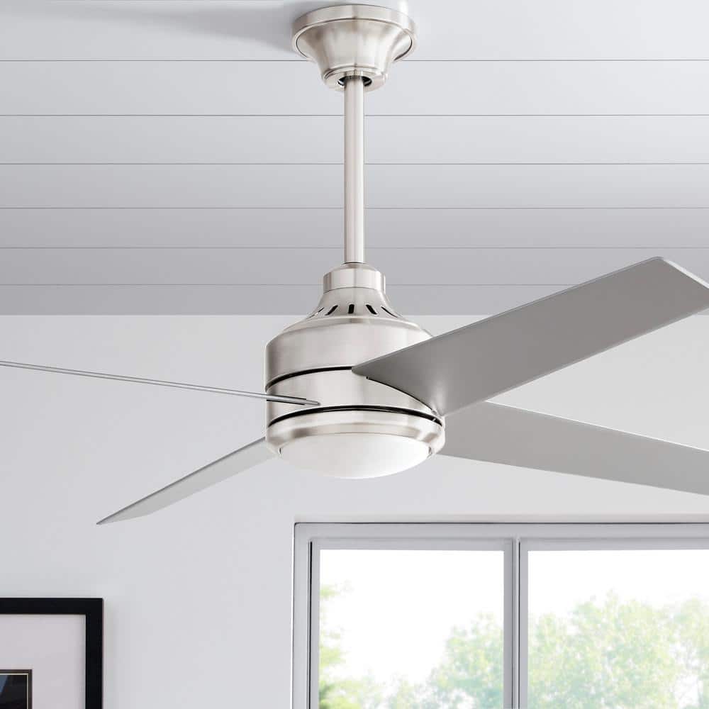 Home Decorators Collection Mercer 52 in. LED Indoor Brushed Nickel Ceiling Fan with Light Kit and Remote Control 54725