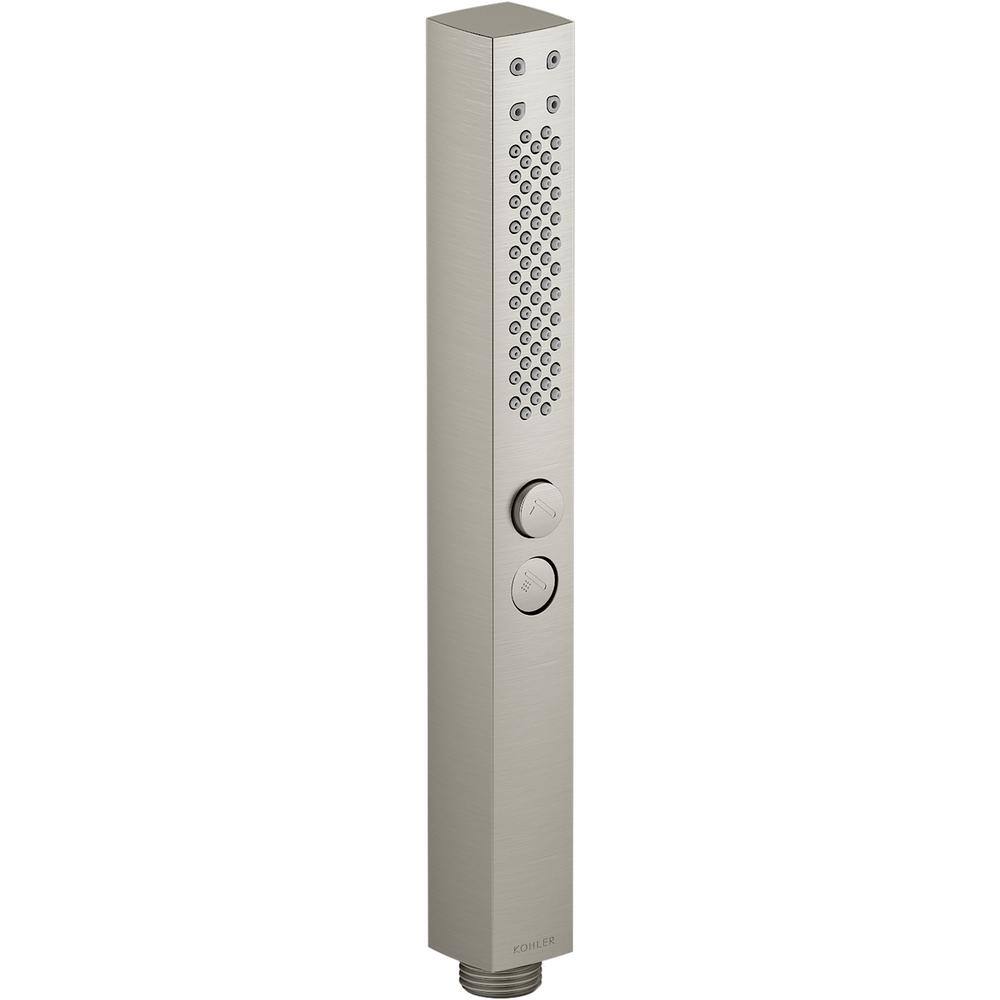 KOHLER Shift+ Square 2-Spray Handheld Showerhead with Katalyst Air-Induction Technology in Vibrant Brushed Nickel K-21336-BN