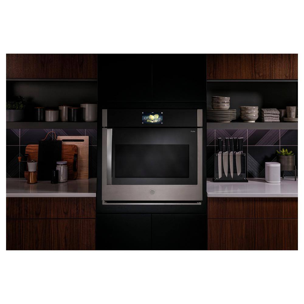 GE Profile Profile Smart 30 in. Single Electric Wall Oven with Left-Hand Side-Swing Doors and Convection in Stainless Steel PTS700LSNSS