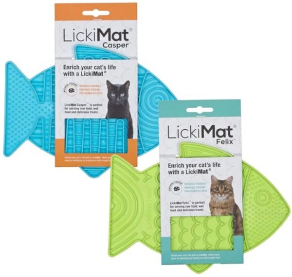 LickiMat Variety Pack Slow Feeder Cat Lick Mat， Green and Turquoise， 2 count