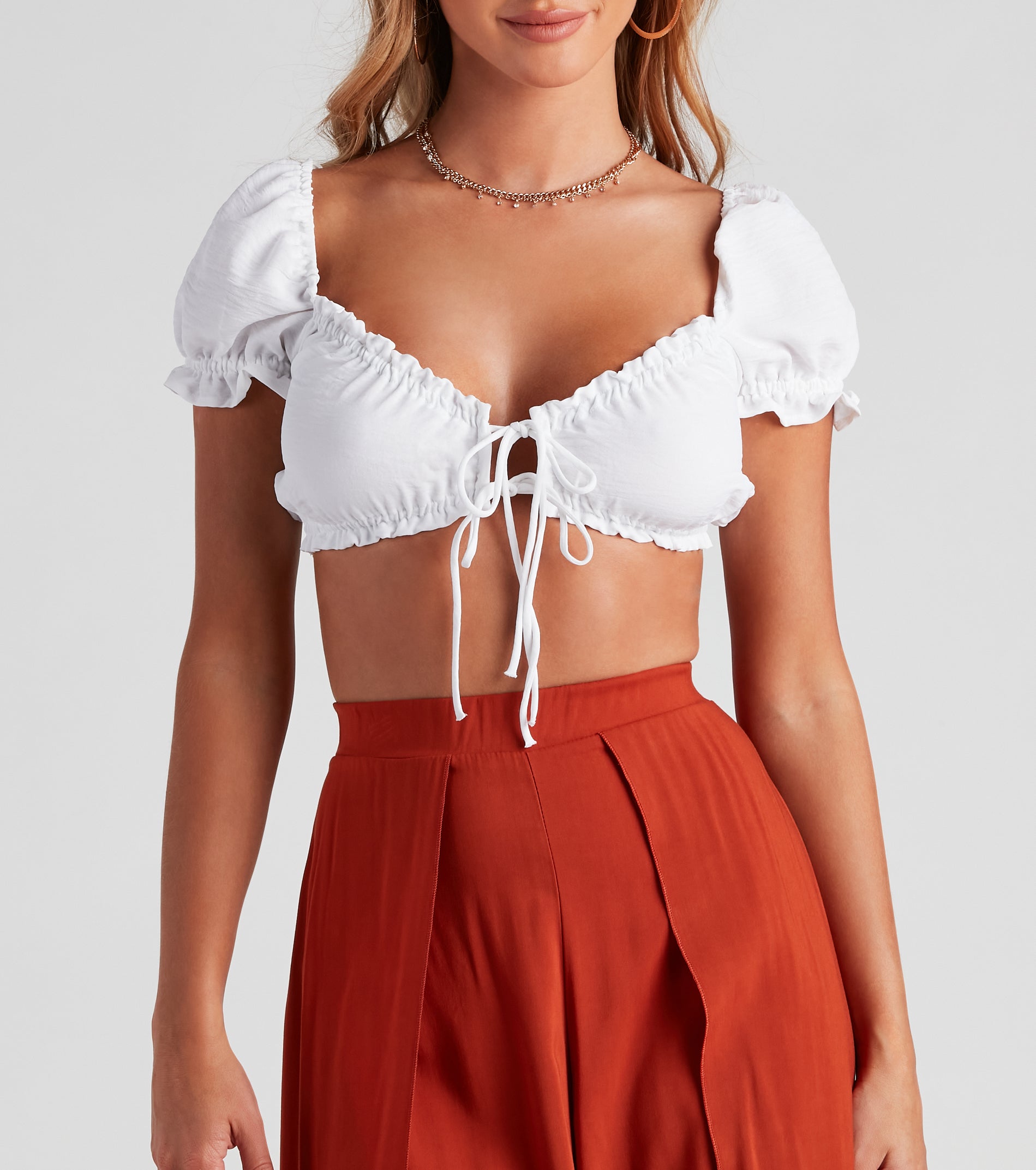 Lovely Day Peasant Crop Top