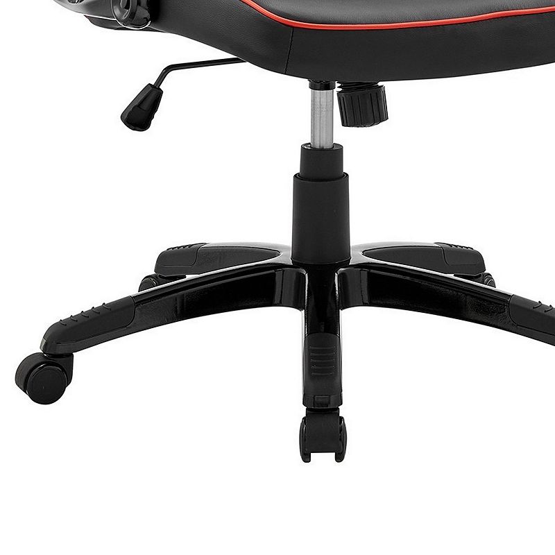 Vic 26 Inch Ergonomic Gaming Office Chair， Red Welt Corded Edges， Black