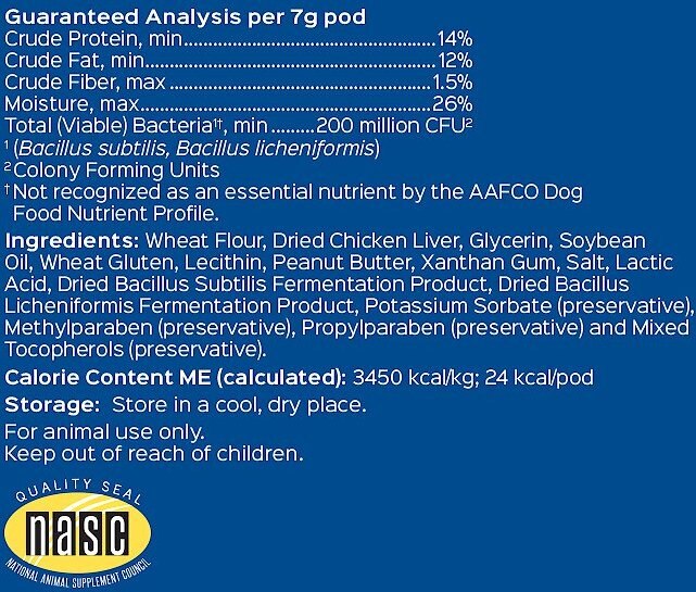 Probios Pro-Pill Pods Peanut Butter Flavored Dog Treats， Large， 30 count