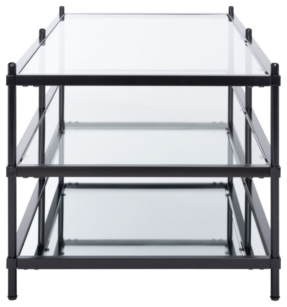 Tabby Glass and Mirror Coffee Table  Matte Black   Transitional   Coffee Tables   by Rustic Home Furniture Deco  Houzz