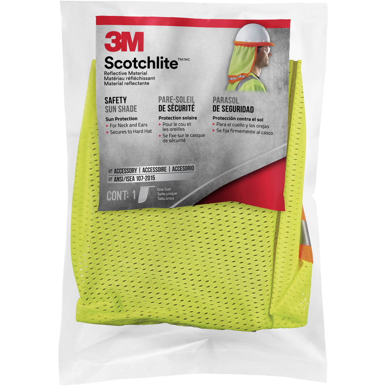 3M Scotchlite Reflective Hard Hat Sun Shade Fluorescent Yellow