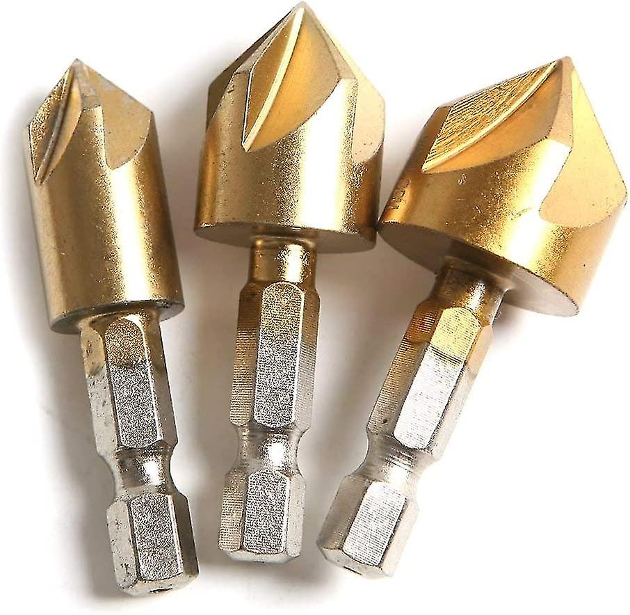 Set Of 3 Titanium Countersunk Drills For Wood And Metal - 12 Mm， 16 Mm， 19 Mm