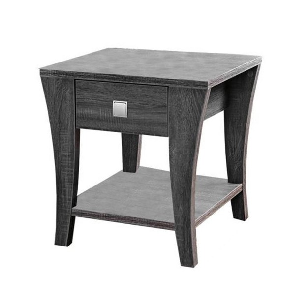 Wooden End Table With Swooping Curled Legs Gray Benzara