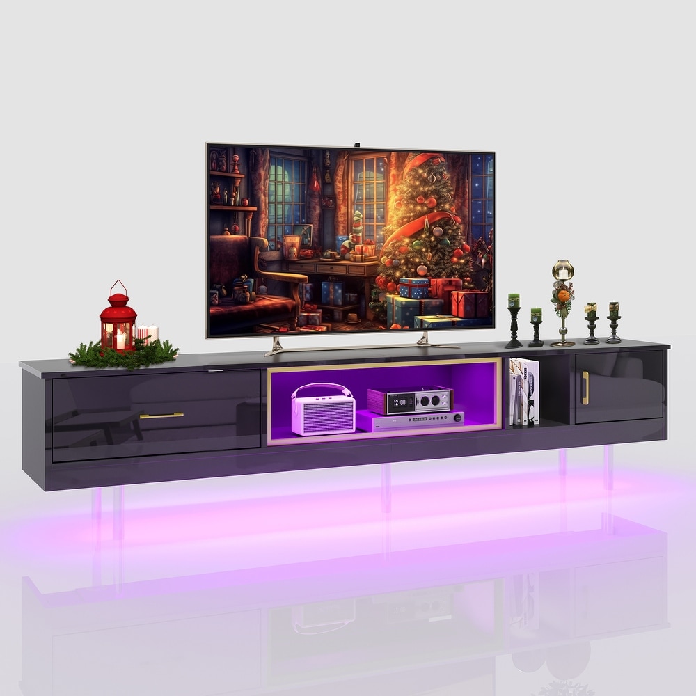 High Gloss LED TV Stands Modern Entertainment Center for 85\