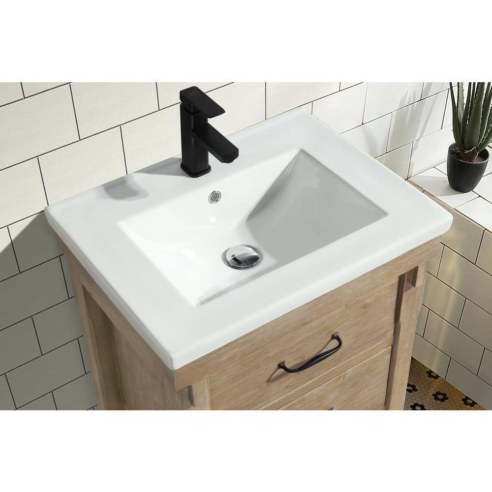 Ari Kitchen and Bath Marina 24 in W x 18 in D x 34.5 H Bath Vanity in Weathered Fir with Ceramic Vanity Top in White with White Basin AKB-MARINA-24WF