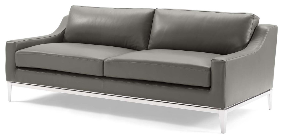 Modern Designer Living Room Lounge Club Lobby Sofa  Leather  Grey Gray   Contemporary   Sofas   by House Bound  Houzz