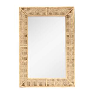 PARISLOFT 37.875 in. H x 26.375 in. W Rectangular Rattan Framed Natural Wall Mirror JT1202