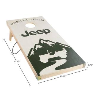 Jeep Cornhole Bean Bag Toss Game - Mountain Scene Logo Wood Boards with 8 Green and Gray Beanbags 725460BBS