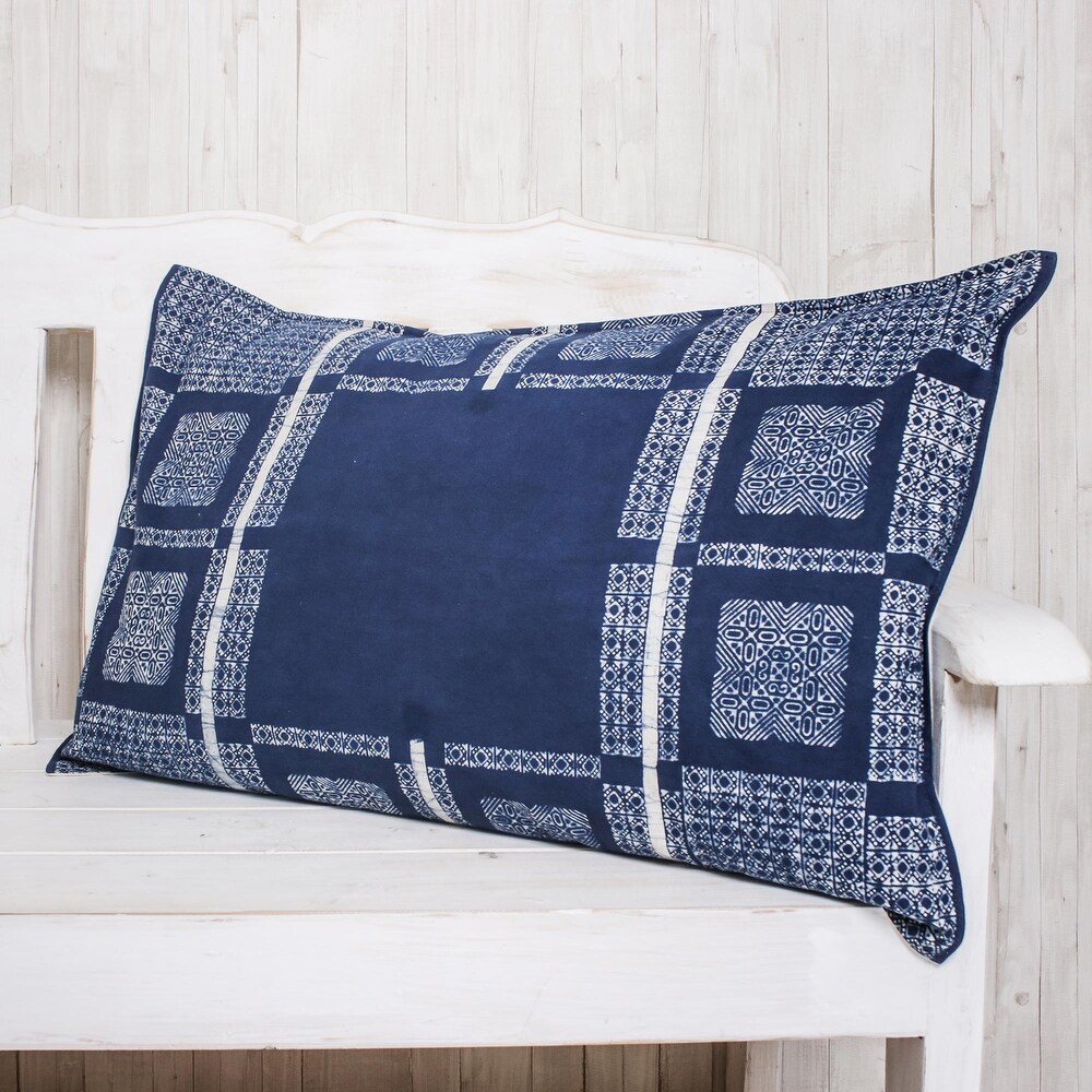 Novica Handmade Indigo Comfort Batik Cotton Pillow Sham