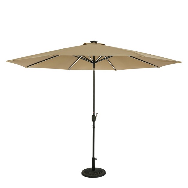 11 x27 X 11 x27 Calypso Ii Market Patio Umbrella With Solar Led Strip Lights Champagne Island Umbrella