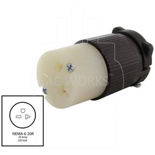 AC WORKS 15 20 Amp 250-Volt NEMA 6-1520R 3-Prong Industrial Grade Heavy Duty Female Connector AS620R