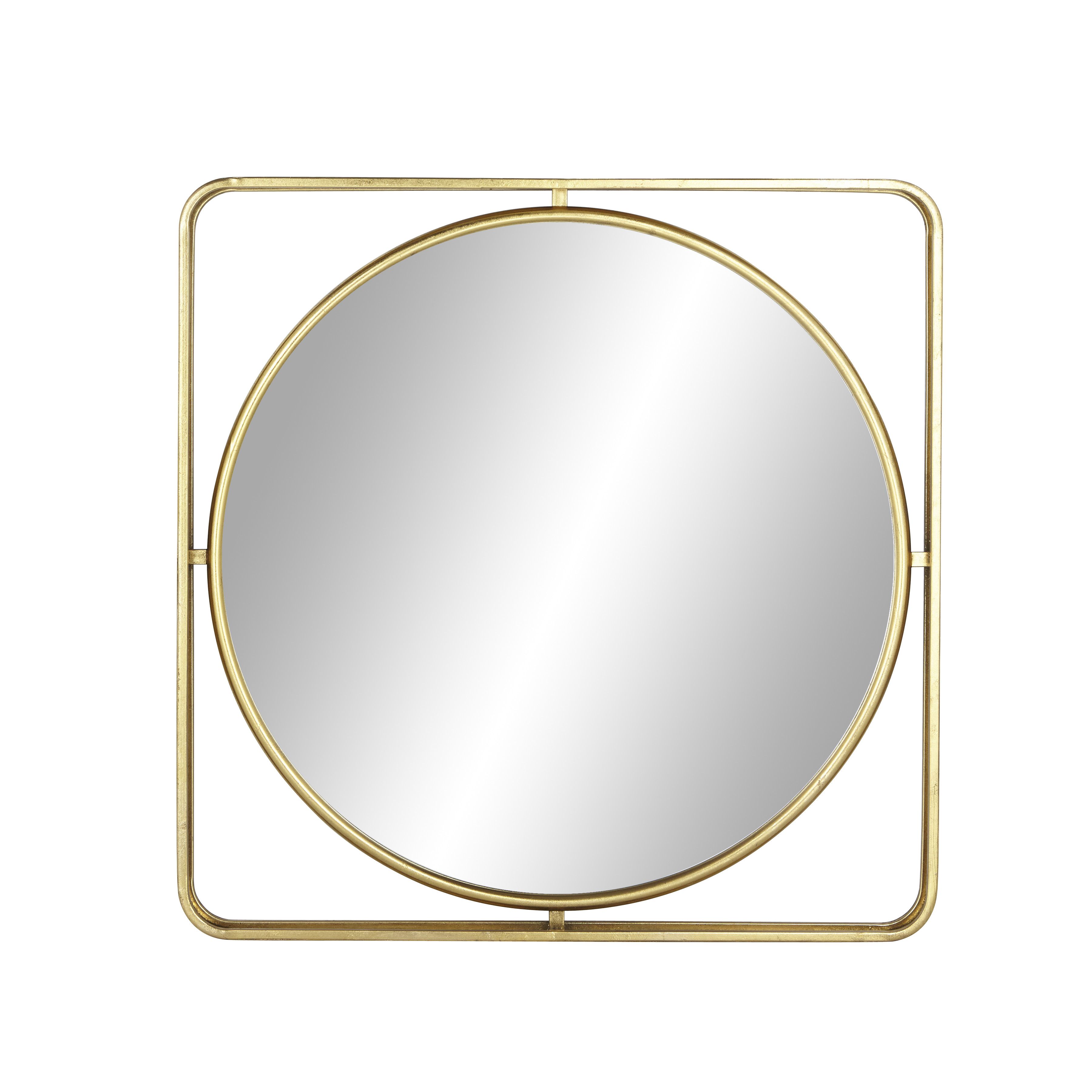 Gold Contemporary Metal Wall Mirror 34 x 34