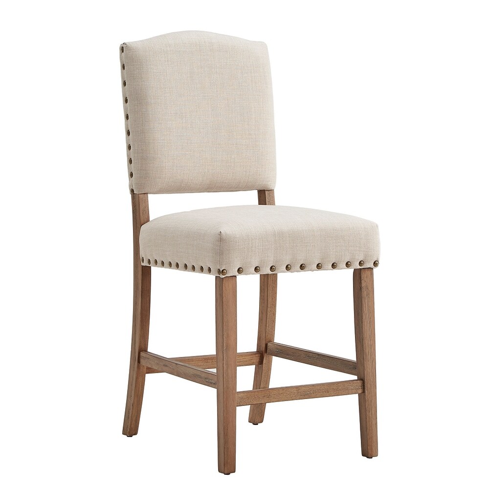 Benchwright Premium Nailhead Upholstered Counter Height Chairs (Set of 2) by iNSPIRE Q Artisan