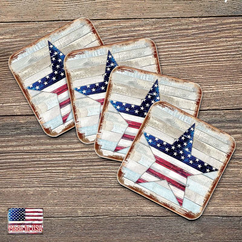 American Star Wooden Cork Coasters Gift Set of 4 by Nature Wonders