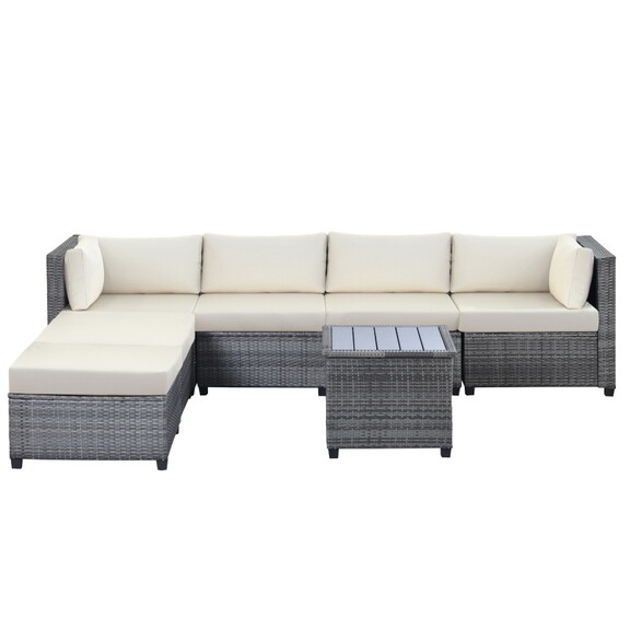 U_Style 7 Piece Rattan Sectional Seating Group wit...