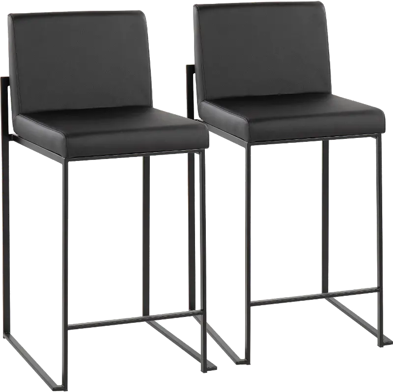 Fuji Black Counter Height Stool， Set of 2